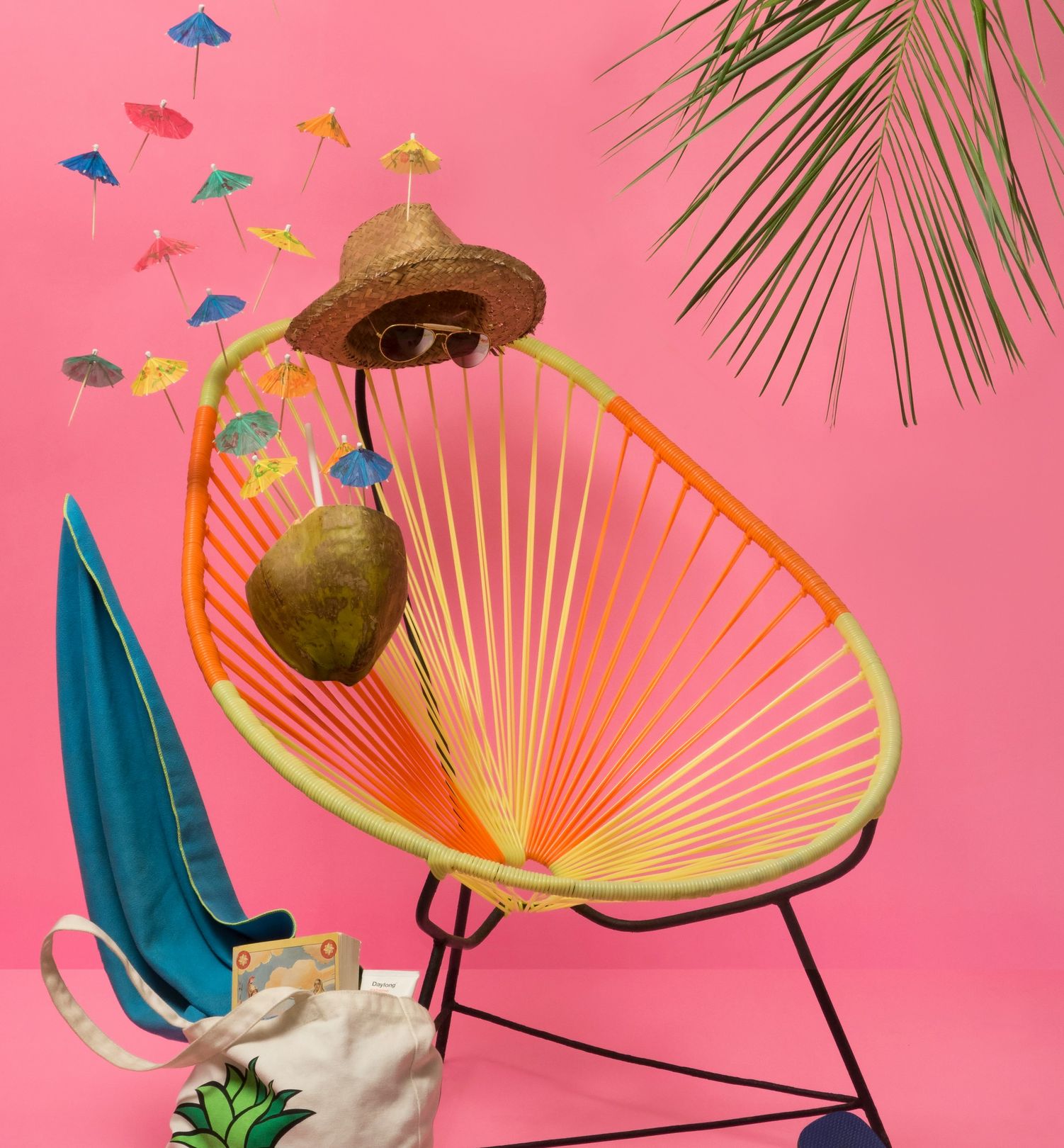 A summer set, built from cocktail umbrellas