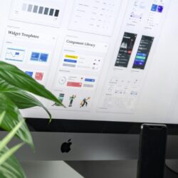 Colour and type style guide on a desktop monitor