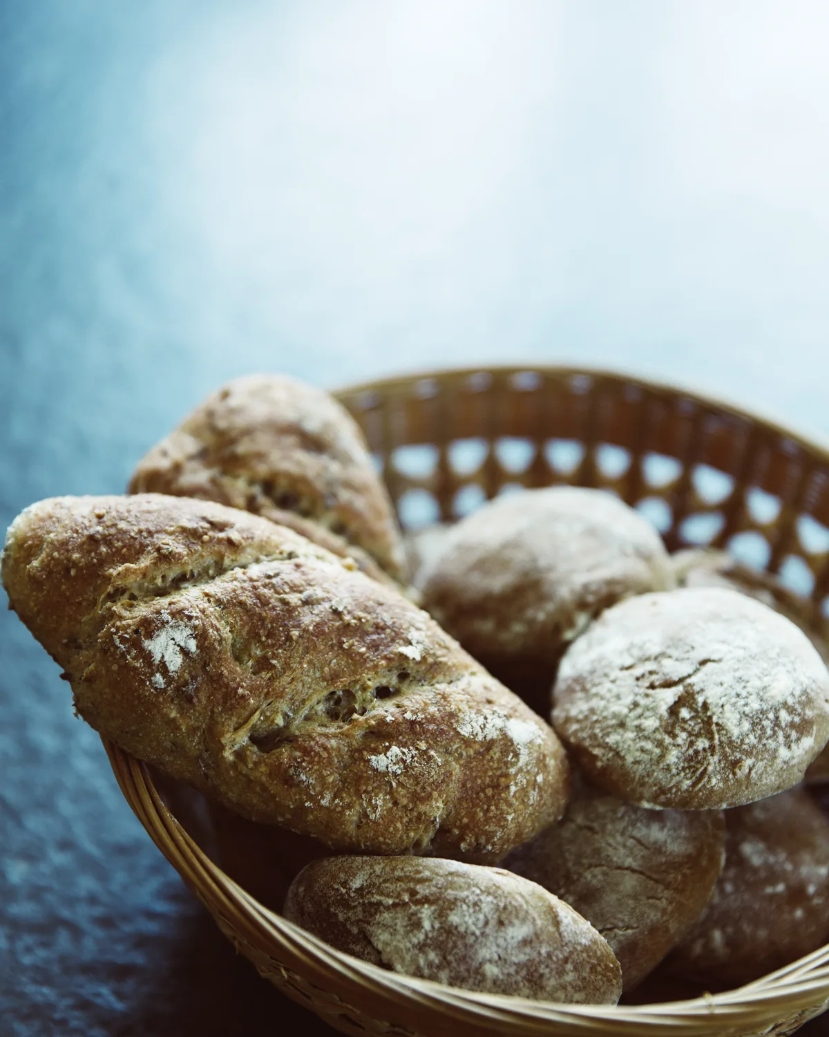 Bread rolls in a basket