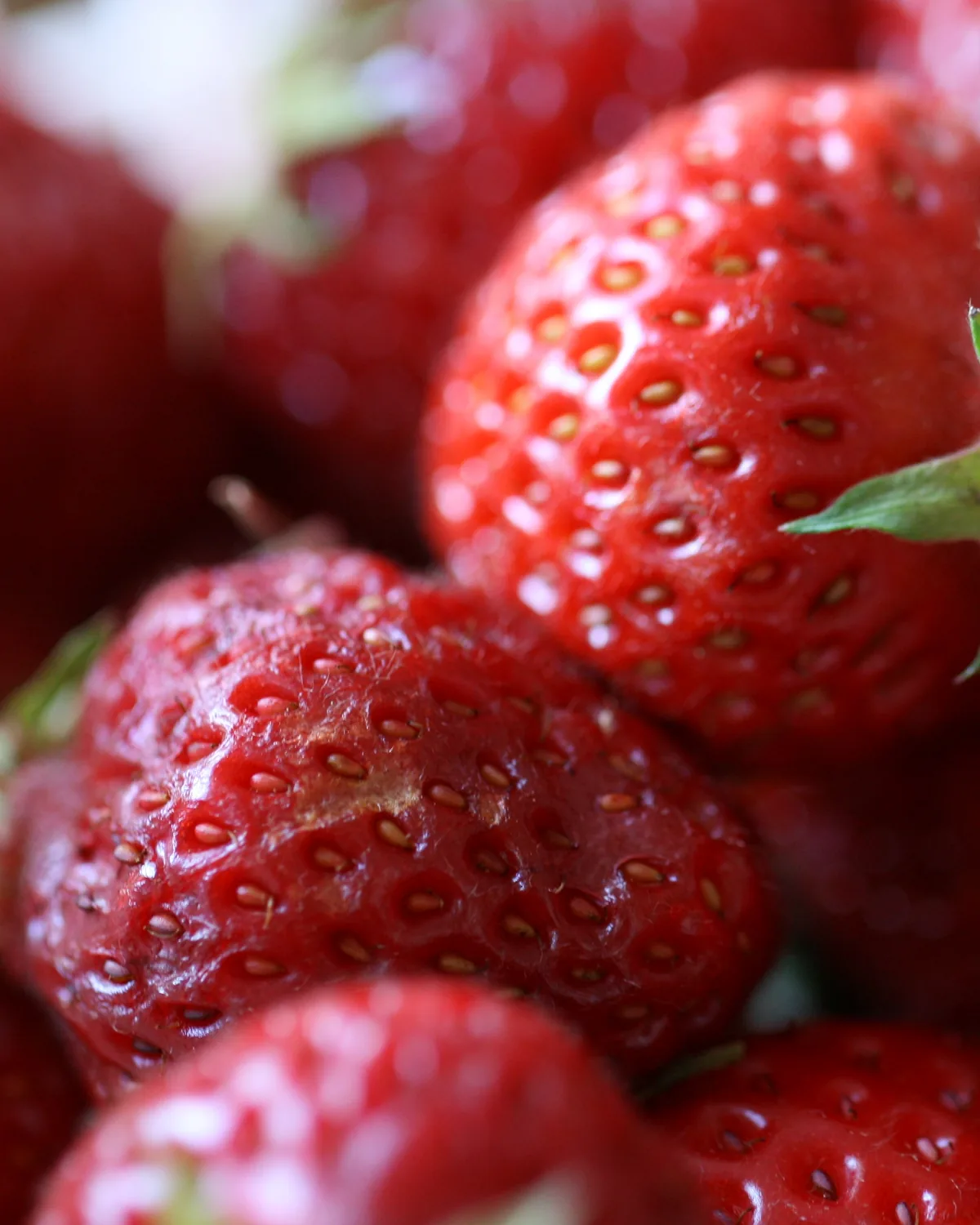 Strawberries piled close