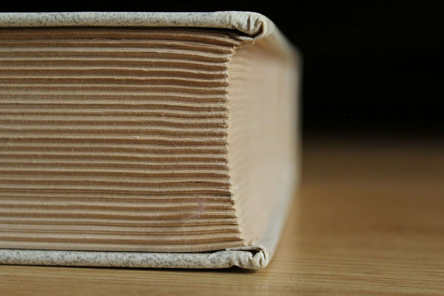 A hand-bound book on a bench at Bright Lane, its cloth spine and folded page edges catching the light