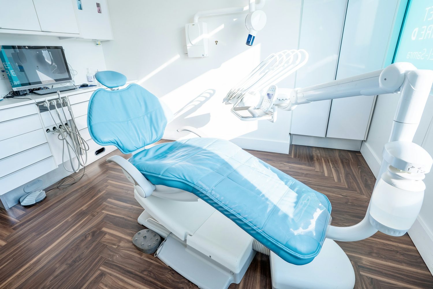 An empty surgery at Fore Street Dental with the chair ready for the emergency slots kept back every morning