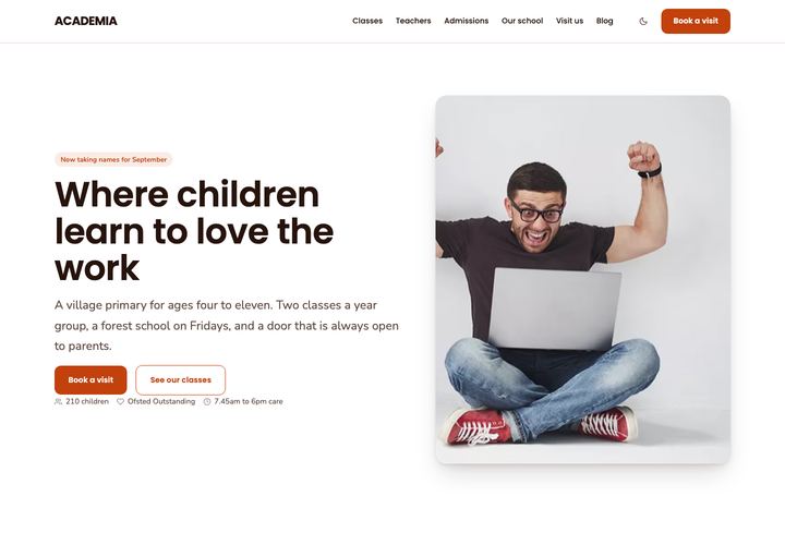 Academia — School WordPress theme demo home page