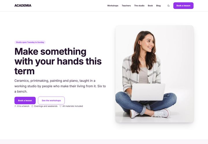 Academia — Studio WordPress theme demo home page