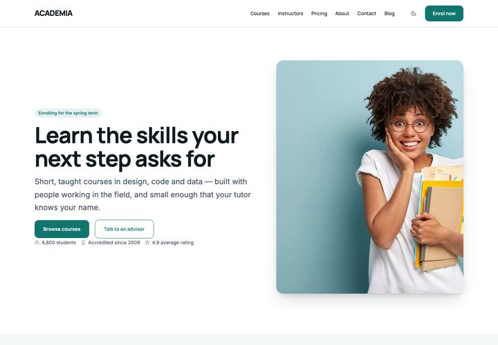 Academia WordPress theme demo home page