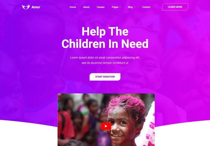 Amor WordPress theme demo home page