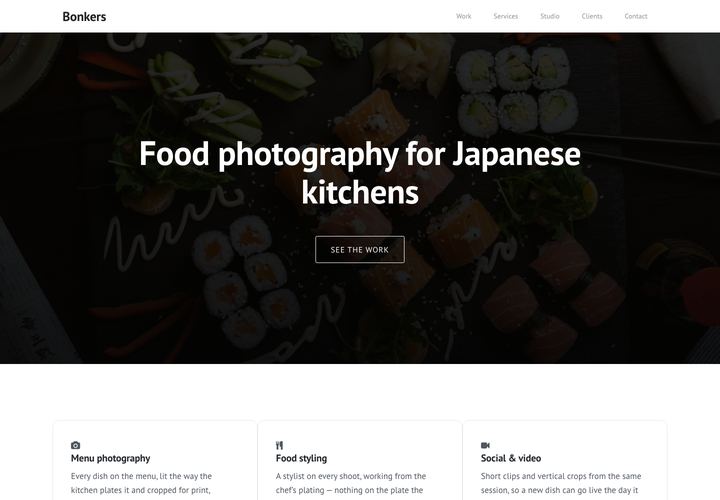 Bonkers WordPress theme demo home page