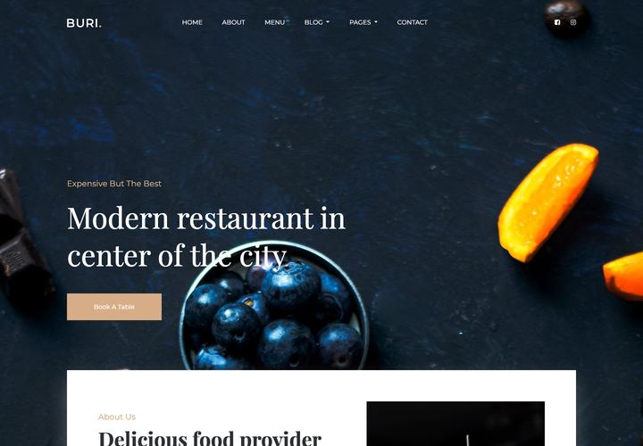 Buri WordPress theme demo home page