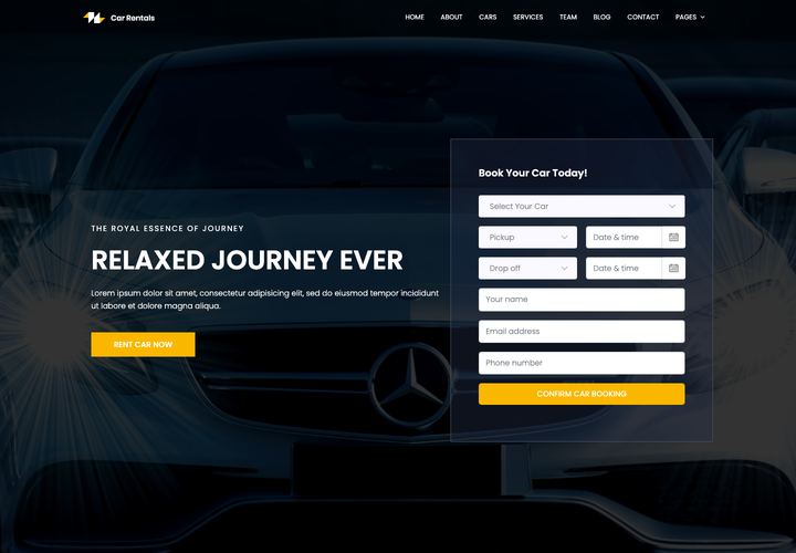 CarRentals WordPress theme demo home page
