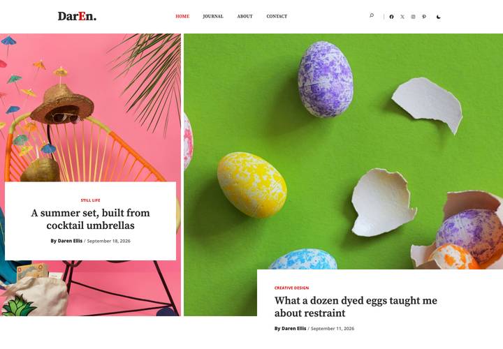 Daren WordPress theme demo home page