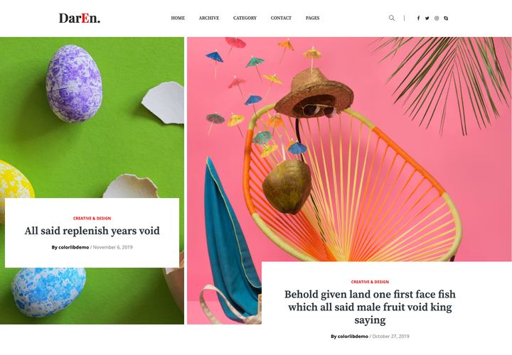 Daren WordPress theme demo home page