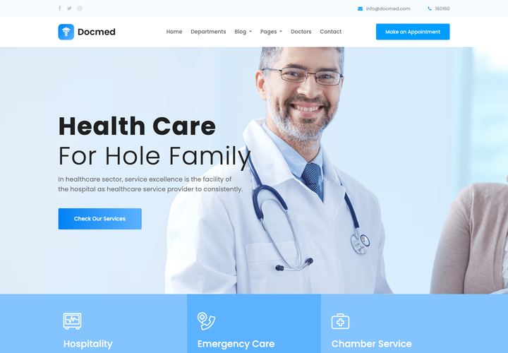 Docmed WordPress theme demo home page