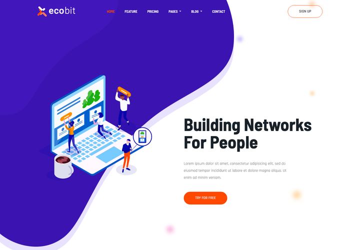Ecobit WordPress theme demo home page