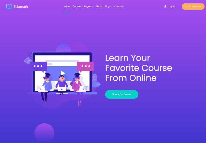 Edumark WordPress theme demo home page