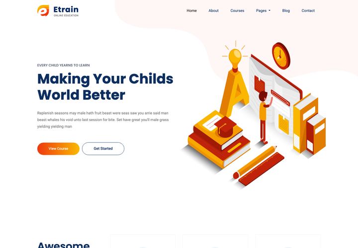 Etrain WordPress theme demo home page