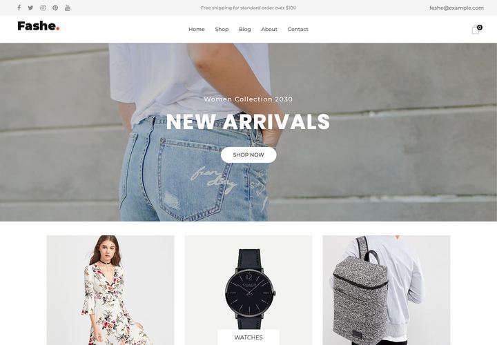 Fashe WordPress theme demo home page