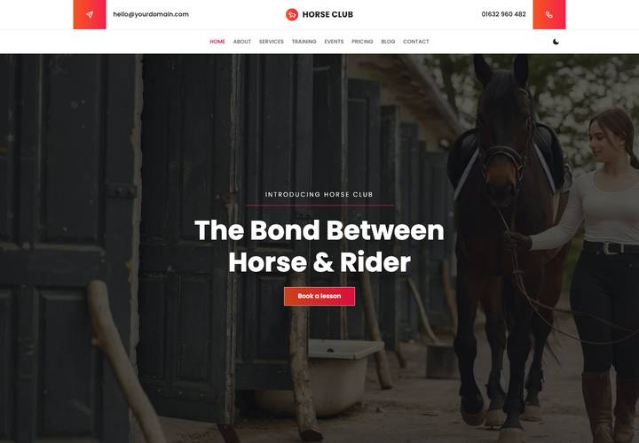Horseclub WordPress theme demo home page