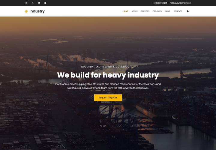 Industry WordPress theme demo home page