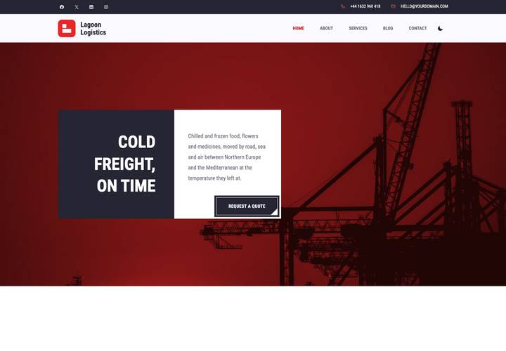 Lagoon Logistics WordPress theme demo home page