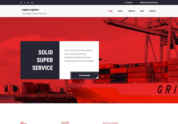 Lagoon Logistics WordPress theme demo home page