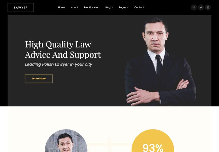 Lawyer WordPress theme demo home page
