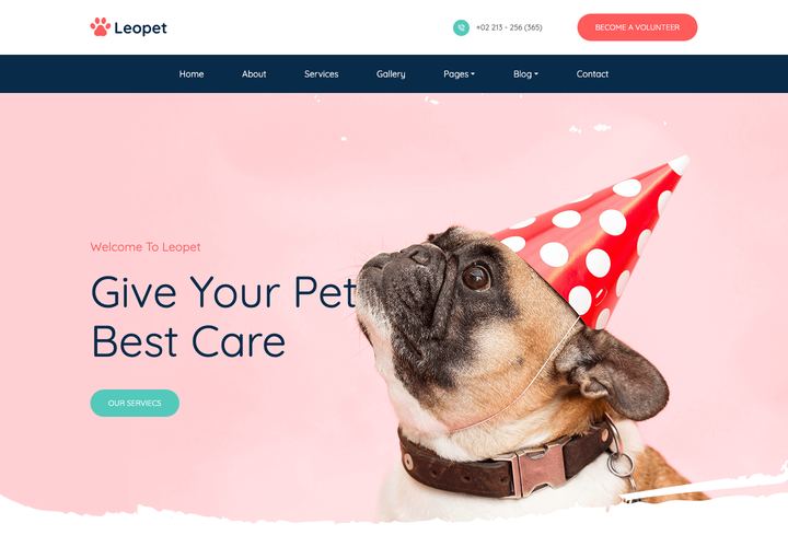 Leopet WordPress theme demo home page