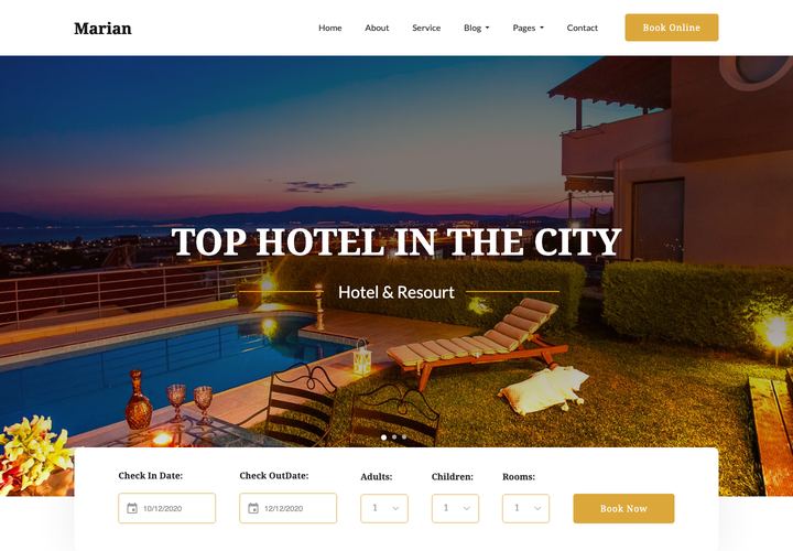Marian WordPress theme demo home page