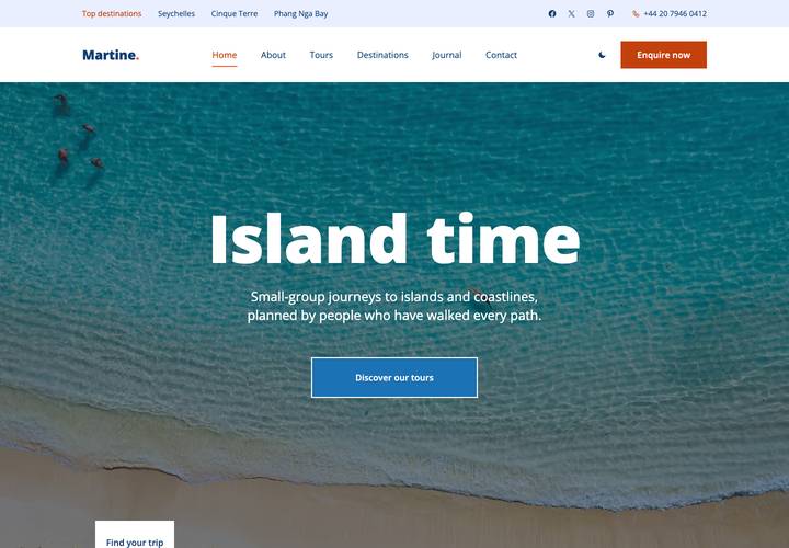 Martine WordPress theme demo home page