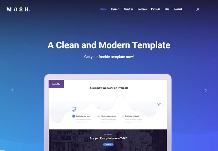 Mosh WordPress theme demo home page