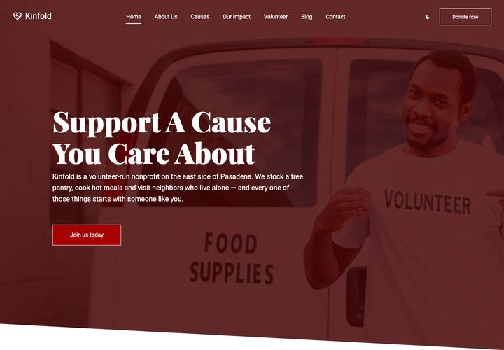Nonprofit WordPress theme demo home page