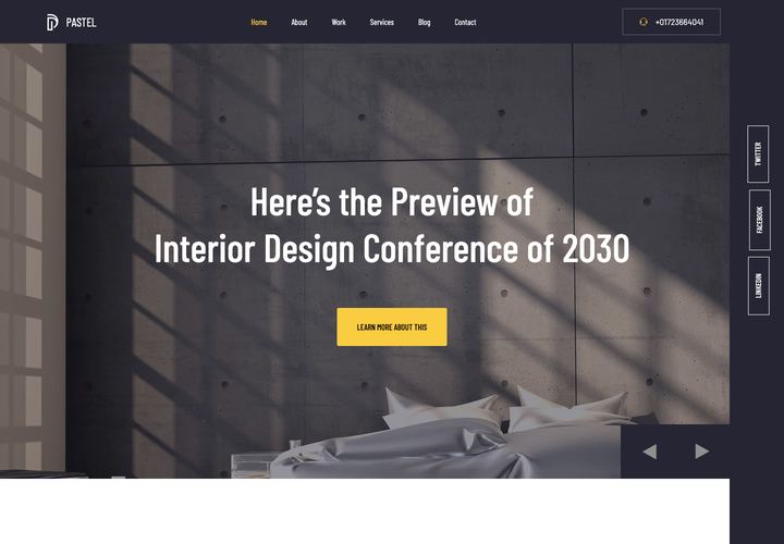 Pastel Interior WordPress theme demo home page