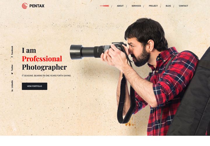 Pentax Photography WordPress theme demo home page