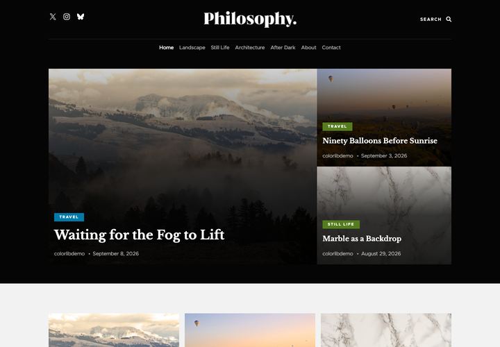 Philosophy Blocks WordPress theme demo home page