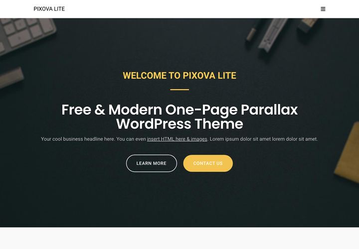 Pixova Lite WordPress theme demo home page