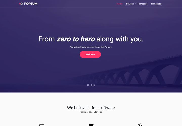 Portum — Material WordPress theme demo home page