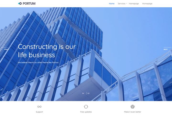 Portum — Vertex WordPress theme demo home page