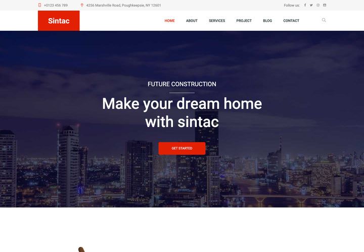 Sintec WordPress theme demo home page
