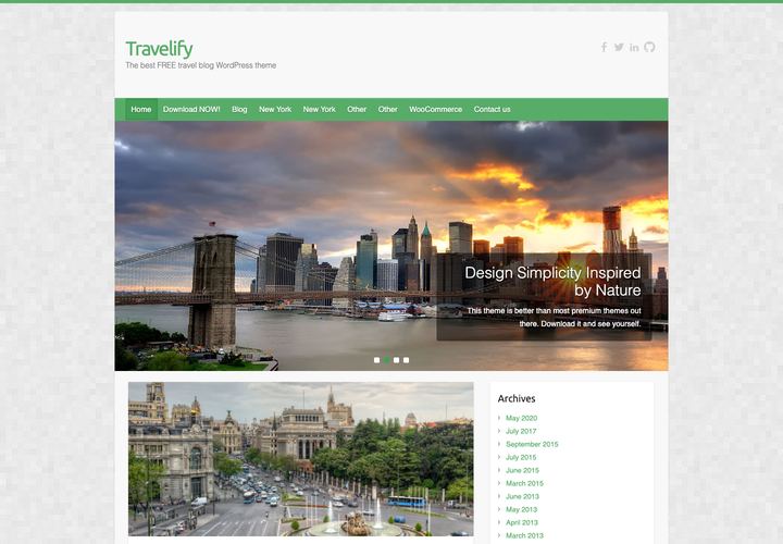 Travelify WordPress theme demo home page