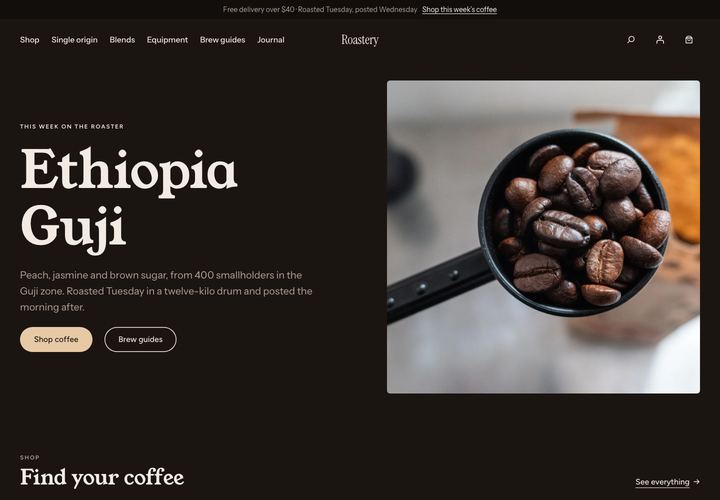 Tyche — Roastery WordPress theme demo home page