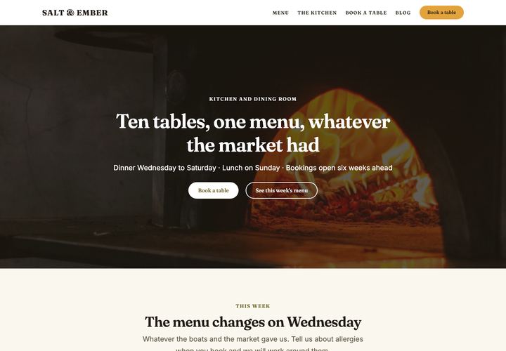 Unapp — Restaurant WordPress theme demo home page