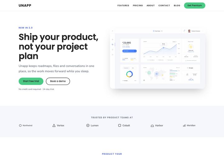 Unapp WordPress theme demo home page