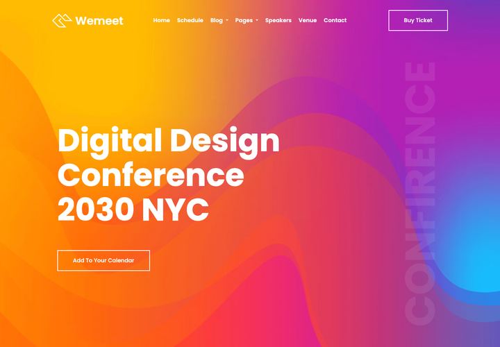 Wemeet WordPress theme demo home page